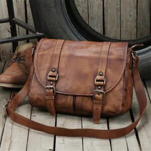 Vintage Leather Messenger Bag